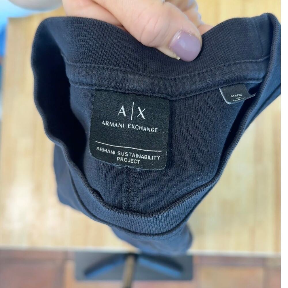 Armani Exchange Mens Black Tonal Logo Crewneck Sweatshirt Size Medium - Picture 2 of 3